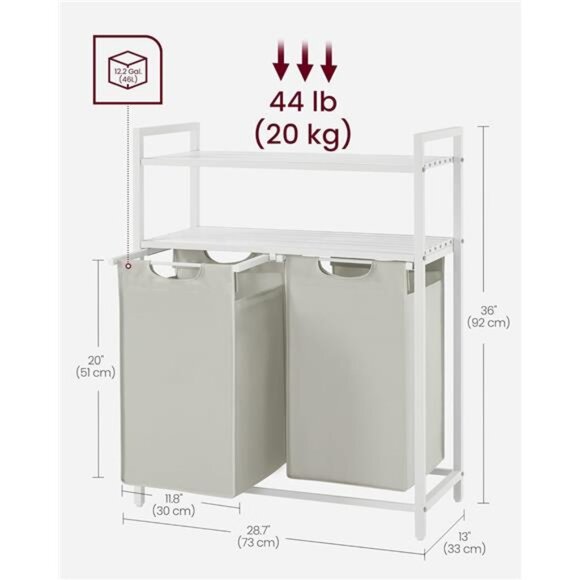Laundry Hamper, Laundry Basket, Laundry Sorter with 2 Pull-Out and Removable Bag - Picture 2 of 8